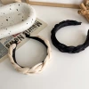 The braided high headband on the top of the head accentuates the face. The small satin hairpin is a retro French new trendy headband with thickened hair accessories for women Specification image